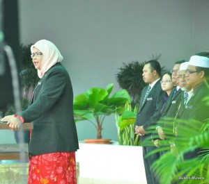 YDP MPSP, Maimunah Mohd. Sharif (depan) memberi ucapan bersempena Perhimpunan Korporat MPSP baru-baru ini.