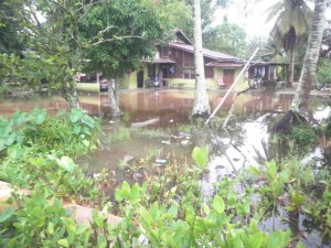 KEADAAN banjir kilat di Kampung Pasir Gebu dan Permatang Keriang di sini.