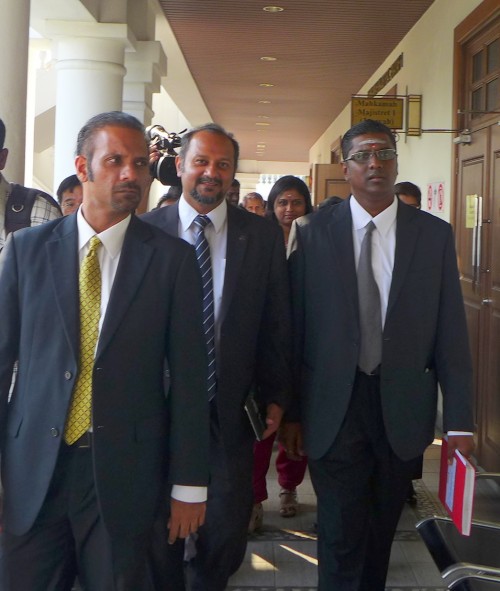 Lawyers Ramkarpal Singh Deo, Jagdeep Singh Deo and Rayer arriving at the court. 