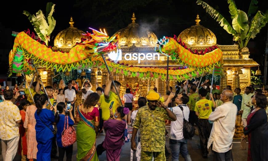 led dragon dance performance at aspen's panthal