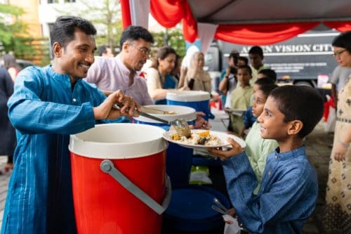 serving vegetarian food to the children